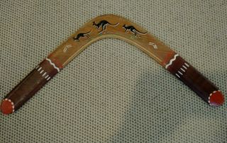 Vtg Hand Carved Australian Aboriginal Wood Boomerang Tralee Station Kangaroo 2