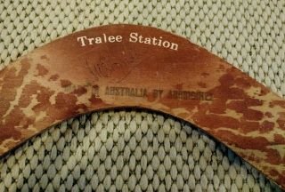 Vtg Hand Carved Australian Aboriginal Wood Boomerang Tralee Station Kangaroo 3