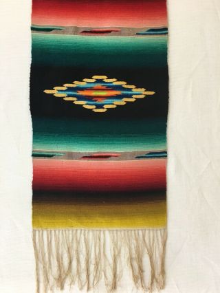 Vintage Wool Saltillo Southwestern Mexican Serape Table Top Tapestry 29 " X 10 "