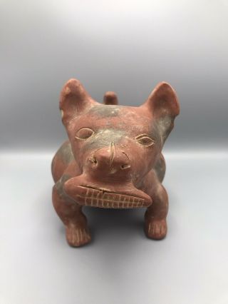 VTG Lg.  Terra - Cotta Pottery Folk Art Sculpture Dog w/ Corn Mexico 2