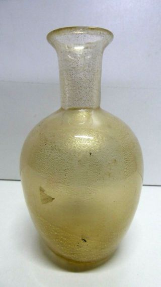 Vintage Murano Art Glass Vase Infused Gold Flake Glass