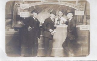 1920s Rp Postcard Old Timers At The Novelty Photographer Bar Prohibition?