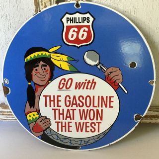 Vintage Porcelain Phillips 66 Gasoline Sign Gas Oil Service Station