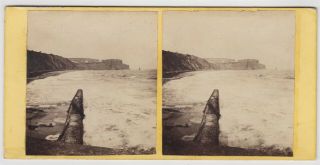Devon Stereoview - Teignmouth And A View Of The Sea With Breakers By R.  P.  Yeo