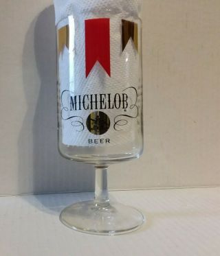 Vintage Michelob 12oz Beer Glass - Red Gold Stemware Barware