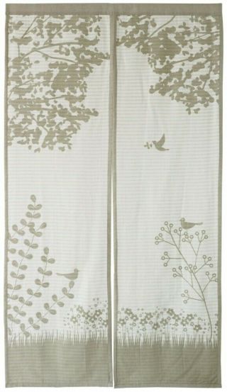 Noren Hanging Door Curtain Flower Bird Pattern Nordic Style Gauze Cotton Japan
