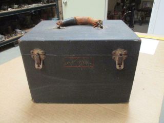 Vintage Sewing Machine? Box With Trays Felt Lined Leather Handle