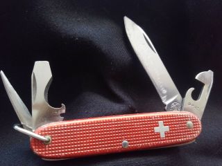 Victorinox Red Alox Elinox Vintage Pioneer Swiss Army Knife W/ Bail