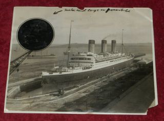 1922 Press Photo White Star Line Steam Ocean Liner Ship Rms Majestic In Drydock