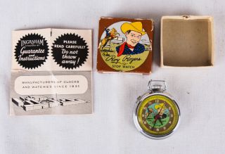Vintage Roy Rogers Pocket Stop Watch W Box,  Instruction,