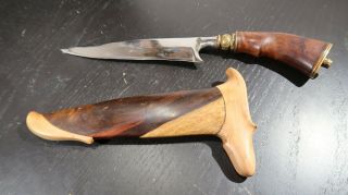 W Kris Knife Dagger In Wooden Scabbard