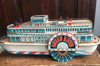 Vintage Tin Queen River Boat Made In Japan By Modern Toys