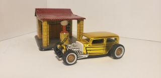 Vintage Distler - Penny Toy Gas Station - German Tin Litho