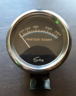 Vintage Sun Blueline 2 5/8 " Water Temp Guage With Housing