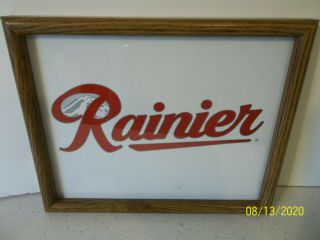 Rainier Beer Logo Sign Picture 10 3/4 " X 8 3/4 " Wood Frame