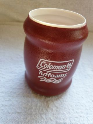 Vintage Maroon Coleman Tuffoams Insulated Can Holder Bottle Koozie Coozie