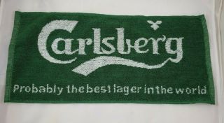 Vintage Beer Pub Bar Towel Carlsberg Lager Probably The Best In The World 16”