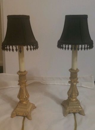 Set Of 2 Elegant Bedside Table Lights Vintage Desk Victorian Gold Portable Lamps