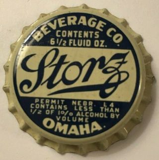 Storz Bev.  Co.  Prohibition Near Beer Bottle Cap; 1920 - 33 Omaha,  Neb; Cork