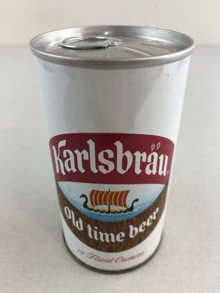 Karlsbrau Old Time Beer 12 Oz Bottom Opened Pull Tab Steel Beer Can