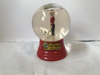 Vintage Antique Lone Ranger Snow Globe Snow Dome Red Base Calf Roping C.  1950s