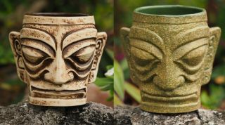 Two (2) Kahiko Tiki Mugs By Munktiki Imports And Kaku Kaku - Both Glazes