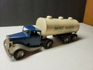 Vintage Tri Ang England Mimic Toys Tin Toy Dairy Delivery Truck Wind Up Toy