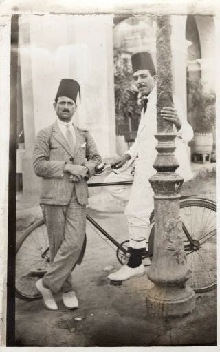 Egypt Vintage Photo.  Men In The Street With Bike
