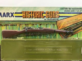 Vtg Marx Historic Guns In Miniature Springfield Rifle Model 1903 On Card