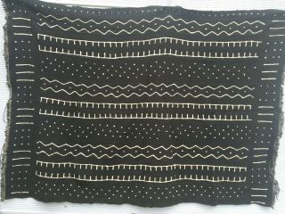 Authentic African Handwoven Black And White Mud Cloth Fabric 60 " By 45 "