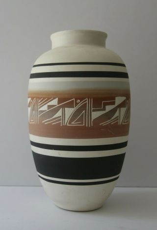 Signed Pueblo Nm Art Pottery Native American Indian Mid Century Vase