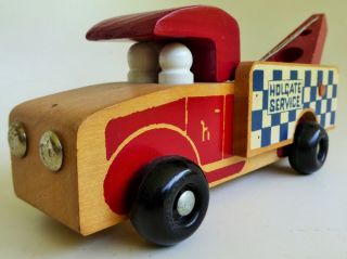VINTAGE HOLGATE SERVICE TOW TRUCK MODEL WOODEN KIT PULL TOY WITH PEOPLE 2