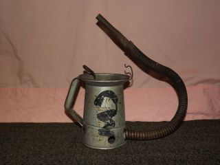 Vintage 1930s Old Car Auto Gas Station 1 Qt Metal Oil Can Bucket