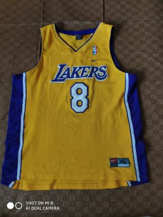 Vintage Kobe Bryant 8 Gold Los Angeles Lakers Nike Swingman Jersey Xl