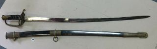 Civil War Style Steel Sword / Saber With Leather Handle Includes Black Scabbard