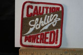 Vintage Nos Caution Schlitz Powered Beer Embroidered Patch 3.  25x3 "