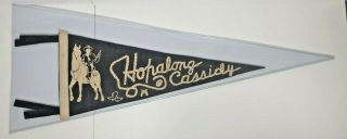 1950s Hopalong Cassidy & His Horse Topper Pennant Black & White 19 " Long