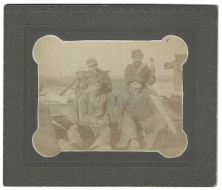 Early 1900s Occupational Cabinet Card Men In Overalls Taking A Break