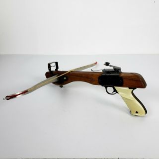 Vintage Wham - O Powermaster White Pistol Grip Crossbow Wood Stock Metal Bow Cool