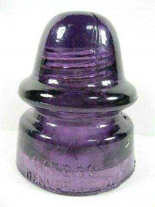 Deep Purple W.  F.  G.  Co.  Denver Co Petticoat Vintage Glass Signal Insulator