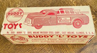 Vintage 1940s Pressed Steel Buddy L Fire Department Emergency Truck - Box Only