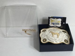 Montana Silversmiths Two Tone Silver And Gold Plated Belt Buckle Horse Usa