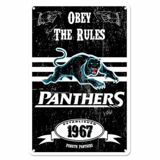 Penrith Panthers Nrl Retro Tin Wall Sign Obey The Rules Man Cave Bar Father Gift