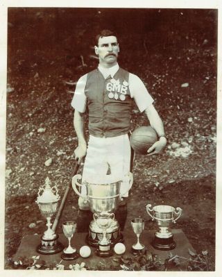 Early Photo Military Royal Artillery Northern Command Athlete And Trophies