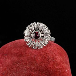 Vintage Art Deco Diamond & Ruby Engagement Ring 1ct Diamond 925 Sterling Silver