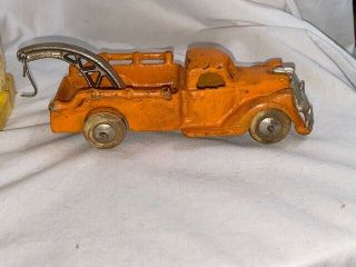 Vintage Orange Cast Iron Toy Tow Truck