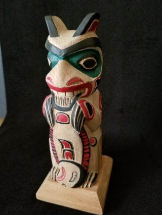Wood Hand Carving Northwest Coast Native Art Totem Pole 8 "
