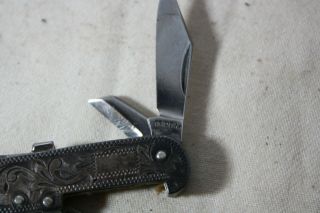Vintage small Sterling Oriental Old Multi Tool Pocket Knife W/Sheath 3