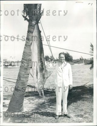 1938 Nj Fisherman With 161 Lb Catch Of White Marlin Miami Fl Press Photo