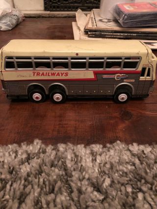 Continental Trailways,  Silver Eagle Bus,  Friction Powered Tin Toy Vintage 10.  5”
